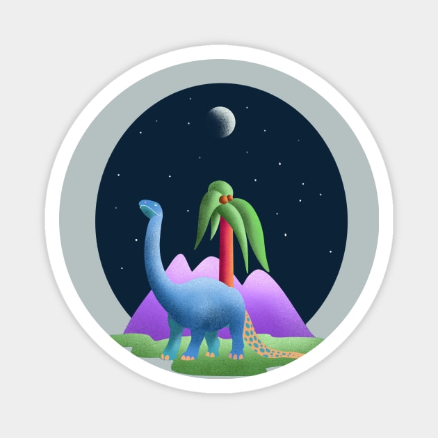 Brontosaurus Dinosaur Magnet by Renee Ciufo Illustration